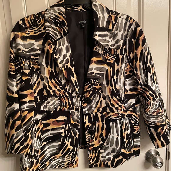 Rafaella Women's Animal Print Blazer - Black, Brown, White - Picture 1 of 3
